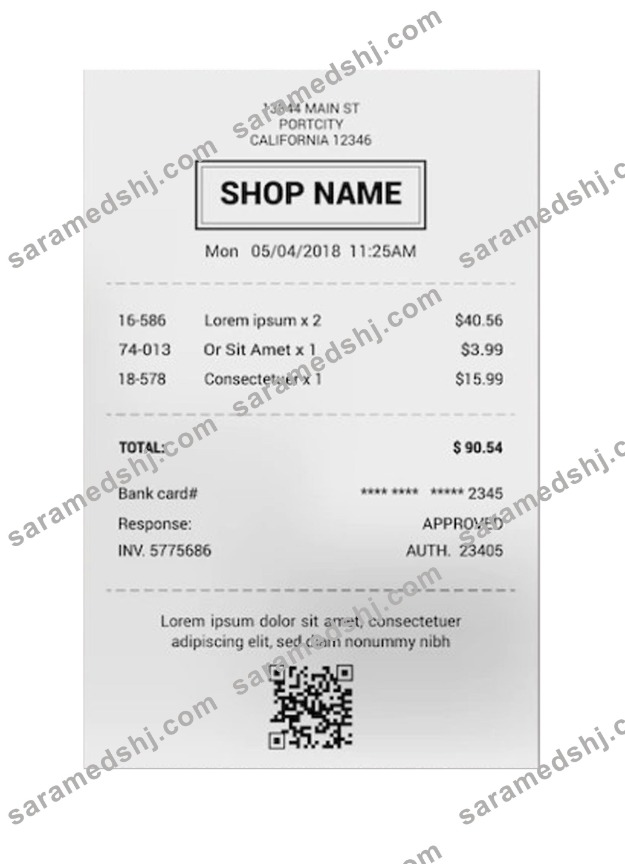 SHOP receipt sample